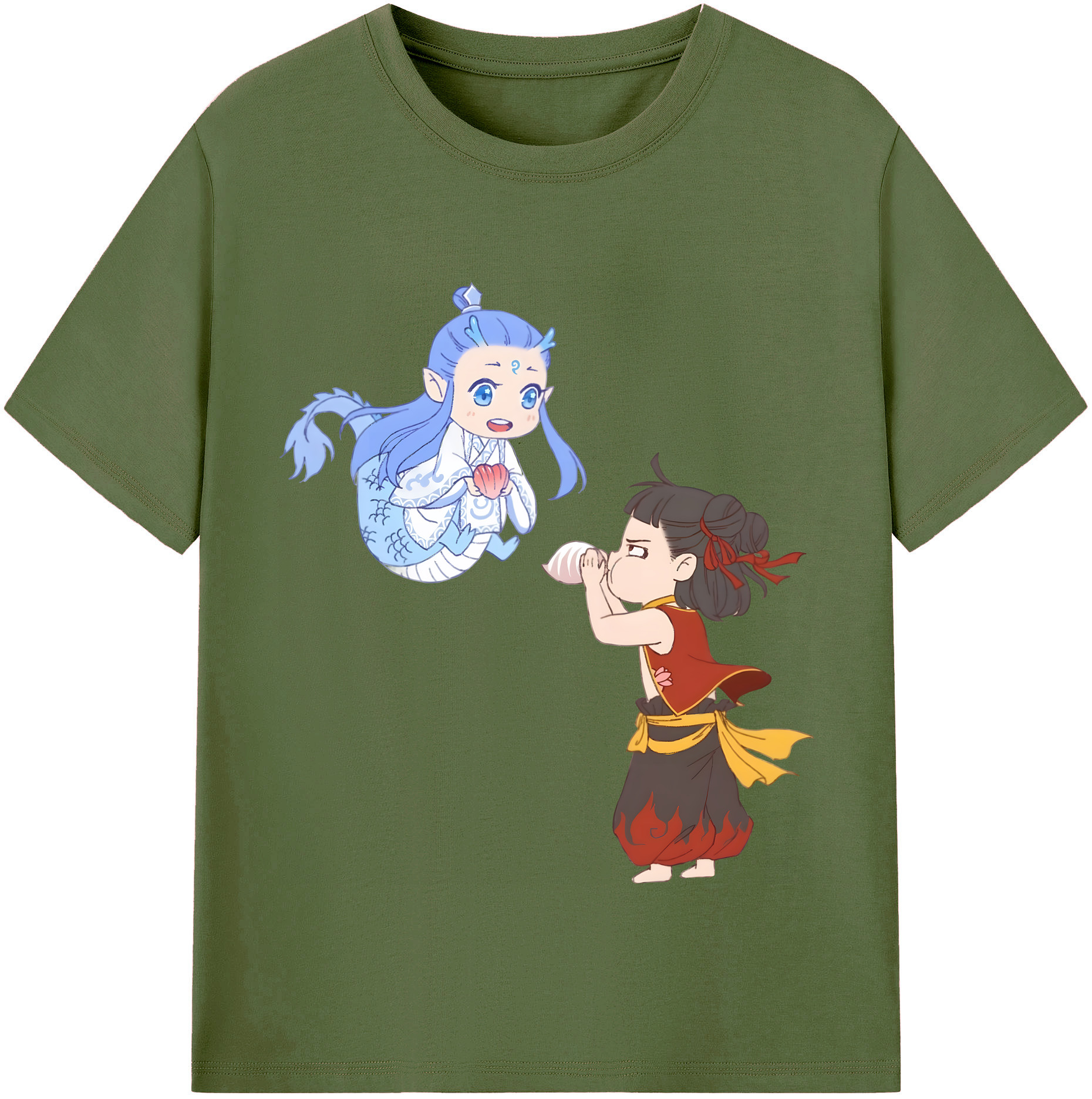 （画像用） Ne Zha 2 ナタ 魔童の大暴れ 綿100％半袖Tシャツ（フロントプリント）